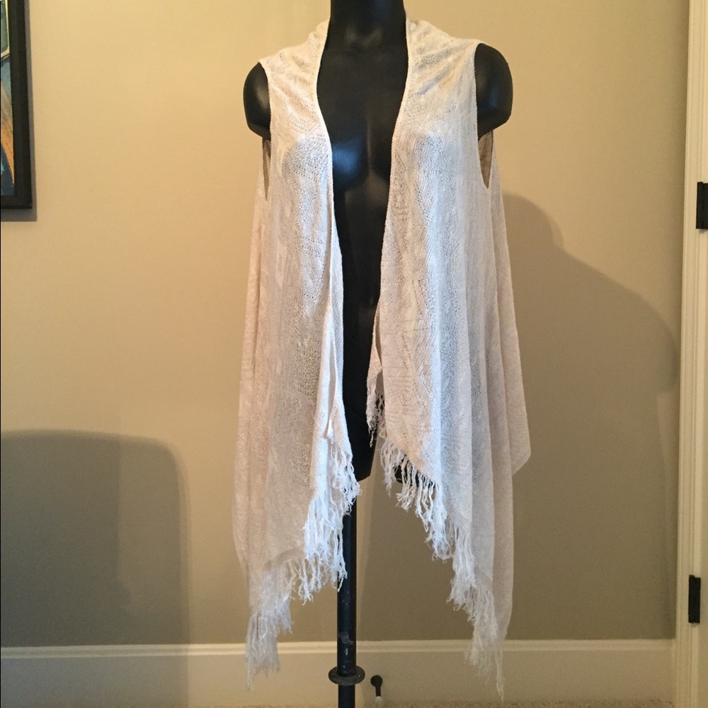 Hipster Cream Vest With Fringe